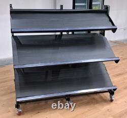 Double sided fruit and veg display stand on heavy duty castors Double sided fruit and veg display stand on heavy duty castors