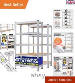 Durable Boltless 5 Tier Garage Shelving Heavy Duty Metal Storage Rack 180x90cm
