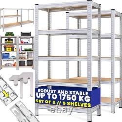 Durable Boltless 5 Tier Garage Shelving Heavy Duty Metal Storage Rack 180x90cm
