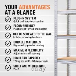 Durable Boltless 5 Tier Garage Shelving Heavy Duty Metal Storage Rack 180x90cm