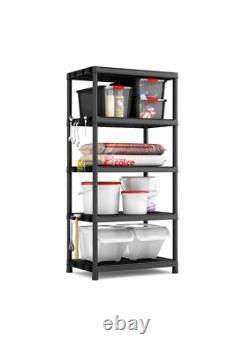 Easy Assembly Heavy Duty 5 Tier Plastic Shelving Unit W 90 x D 60 x H 187cm