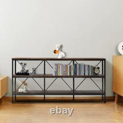 Extra Long Industrial Wooden Storage Shelf Rack Home Bookcase Hallway Side Table