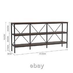 Extra Long Industrial Wooden Storage Shelf Rack Home Bookcase Hallway Side Table