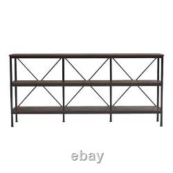 Extra Long Industrial Wooden Storage Shelf Rack Home Bookcase Hallway Side Table