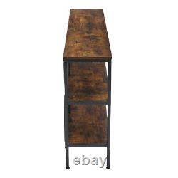 Extra Long Industrial Wooden Storage Shelf Rack Home Bookcase Hallway Side Table