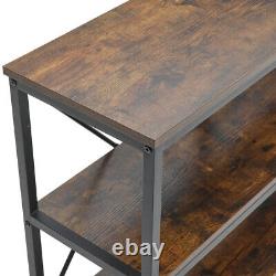 Extra Long Industrial Wooden Storage Shelf Rack Home Bookcase Hallway Side Table