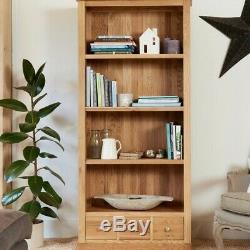 Fusion Solid Oak Wooden Furniture Large Tall 3 Drawer Bookcase Display Shelving