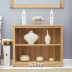 Fusion Solid Oak Wooden Furniture Low Wide Bookcase Shelving Display Shelf Unit
