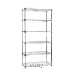 Garage, Kitchen 6 Tier Chrome Wire Shelving Unit H1800 x W900 x D450mm