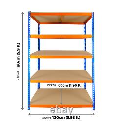 Garage Racking 5 Tier Shelving Unit Boltless Heavy Duty Metal Shelf Shed Storage