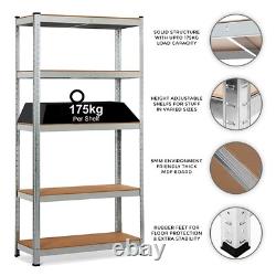 Garage Racking 5 Tier Shelving Unit Boltless Heavy Duty Metal Shelf Shed Storage