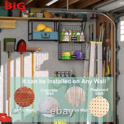 Garage Shelf Wall Mounted with Wire Baskets, Heavy Duty Wall Garages Shelving wit