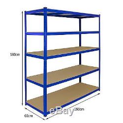 Garage Shelves Shelving 5 Tier Racking Boltless Heavy Duty Storage Shelf 160cm