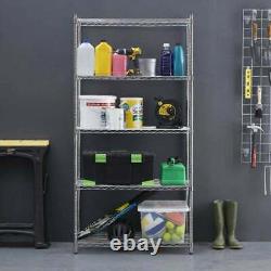 Garage Shelving 4 Tier Chrome Wire Shelving Unit H1800 x W1200 x D450mm