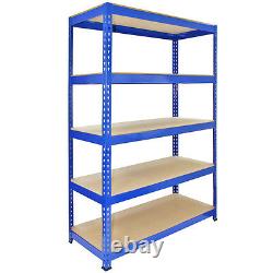 Garage Shelving Unit 5 x Heavy Duty Shelves Boltless Racking Storage Shelf Blue