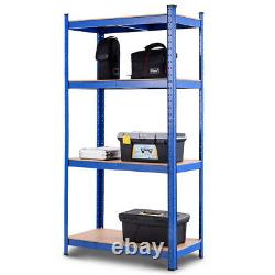 Garage Storage Rack Unit Heavy Duty Iron Shelves 4 Tier Metal Shelving Blue 63