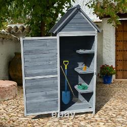 Garden Outdoor Wooden Tool Storage Shed With 3 Shelves and Door Storage Cupboard