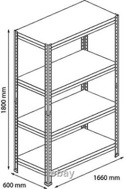 GoodHome Rand HDF Steel Shelving Unit 4 Shelf Heavy Duty Storage 1800x1656mm New