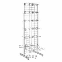 Gridwall Mesh HeavyDuty Double Sided Display Stand with 2 Sloping Shelf &40 hook