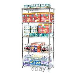 HEAVY DUTY Chrome Wire 5 Tier Shelving Unit Kitchen/Retail 240KG UDL per Shelf