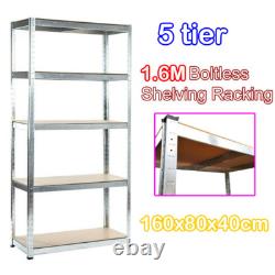 Heavy Duty(160cm x 80cm x 40cm) Metal Galvanised Shelving Rack Unit 5 Tier UKED
