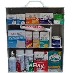 Heavy Duty 3-Shelf Industrial Wall Mount First Aid Cabinet Health Kit, Filled