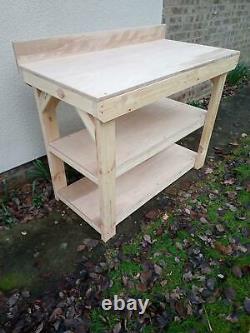 Heavy Duty 4ft wooden Workbench 18mm Hardwood Ply Construction Grade Timber