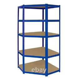Heavy Duty 5 Tier Blue Metal Steel Corner Racking Garage Shelving Bays