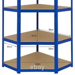 Heavy Duty 5 Tier Blue Metal Steel Corner Racking Garage Shelving Bays Heavy Duty 5 Tier Blue Metal Steel Corner Racking Garage Shelving Bays