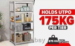 Heavy Duty 5 Tier Metal Garage Shelves Shelving Racking Storage Boltless Shelf