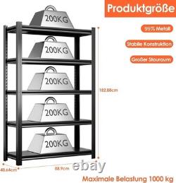 Heavy Duty 5-Tier Metal Shelf Adjustable 183x90x40 cm for Garage & Workshop