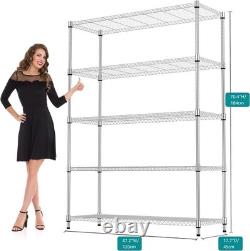 Heavy Duty 5 Tier Metal Storage Shelving Unit 794.5kg Capacity, Height