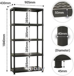 Heavy Duty 5-Tier Plastic Shelving Unit, 5 Shelf 1840mm Workplace Depot Heavy