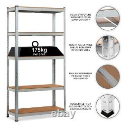 Heavy Duty 5 Tier Racking Shelf Garage Shelving Storage Shelves Unit 180x90x40cm