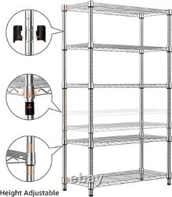 Heavy Duty 5-Tier Steel Utility Shelving Unit Chrome 35x60x158.7cm Storage