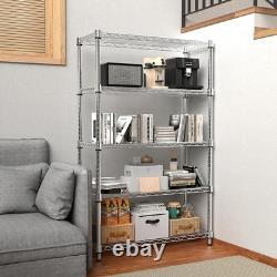 Heavy Duty 5-Tier Steel Utility Shelving Unit Chrome 35x60x158.7cm Storage