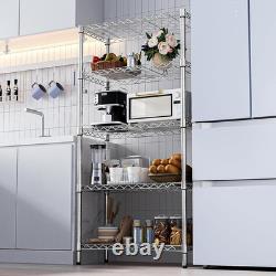 Heavy Duty 5-Tier Steel Utility Shelving Unit Chrome 35x60x158.7cm Storage