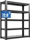 Heavy Duty 5-tier Storage Shelf 40x90x183cm 1000kg Load Garage Shelving Black