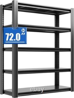 Heavy Duty 5-Tier Storage Shelf 40x90x183cm 1000kg Load Garage Shelving Black