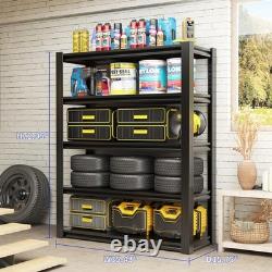 Heavy Duty 5-Tier Storage Shelf 40x90x183cm 1000kg Load Garage Shelving Black