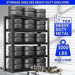 Heavy Duty 5-Tier Storage Shelf 40x90x183cm 1000kg Load Garage Shelving Black