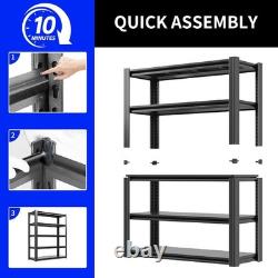 Heavy Duty 5-Tier Storage Shelf 40x90x183cm 1000kg Load Garage Shelving Black