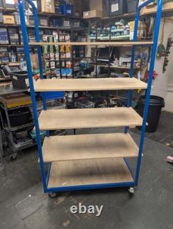 Heavy Duty 5 Tier Wheel Steel Frame & Shelf Trolleys Mobile Stock Shelving