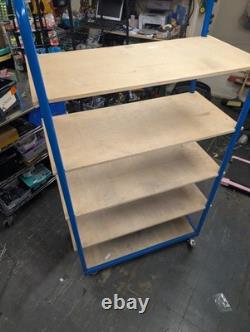Heavy Duty 5 Tier Wheel Steel Frame & Shelf Trolleys Mobile Stock Shelving