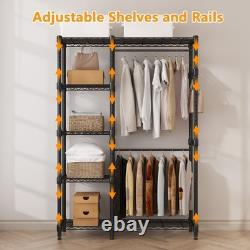 Heavy Duty Double Clothes Rail Hanging Rack Garment Display Stand Storage Shelf