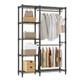 Heavy Duty Double Clothes Rail Metal Clothes Rack With Hooks Open Wardrobe Shelf