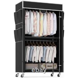 Heavy Duty Double Clothes Rail Rack Garment Hanging Stand Open Wardrobe Shelf UK