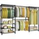 Heavy Duty Double Clothes Rail Rack Garment Hanging Stand Open Wardrobe Shelf Uk