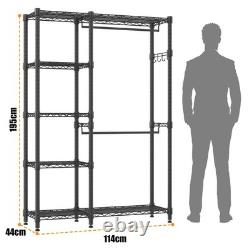 Heavy Duty Double Clothes Rail Rack Garment Hanging Stand Open Wardrobe Shelf UK