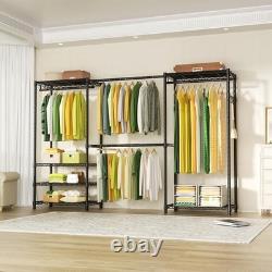 Heavy Duty Double Clothes Rail Rack Garment Hanging Stand Open Wardrobe Shelf UK